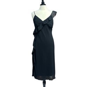 Believe Women’s Black Spaghetti Strap Ruffle Dress Size 8 NEW